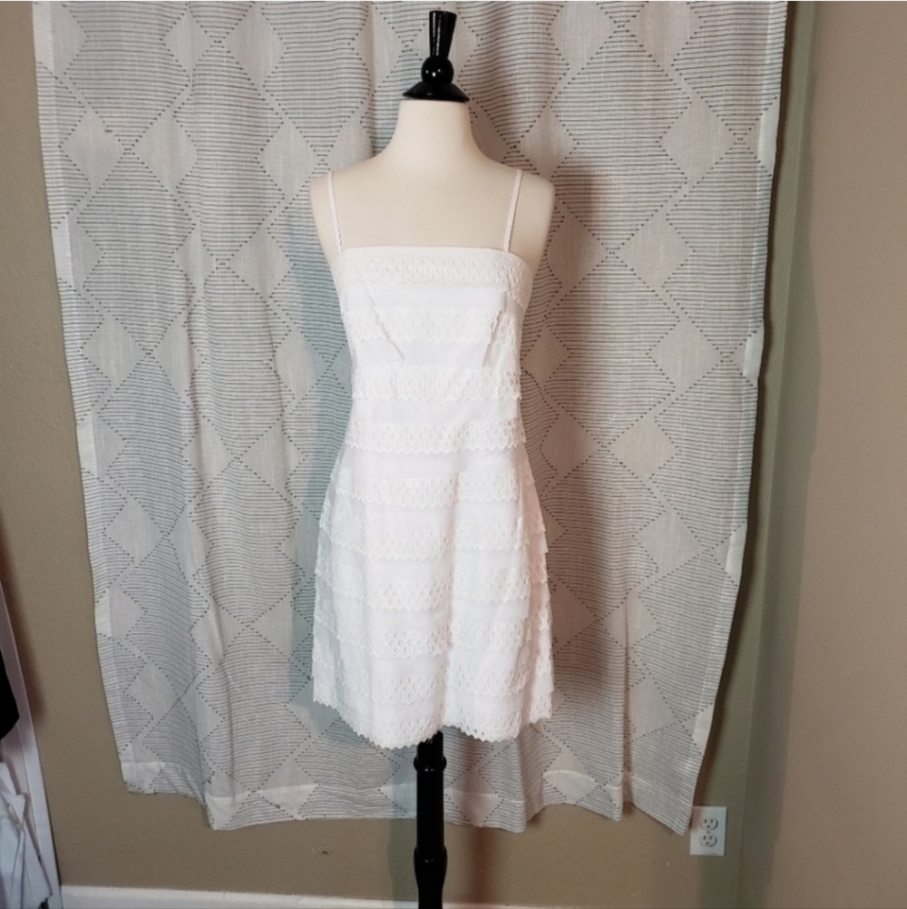 NWT SUZI CHIN for MAGGY BOUTIQUE ~ White Eyelet Dress ~ Sz 8